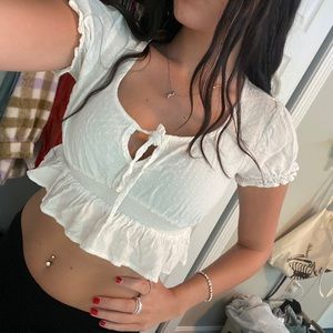 White Flowy Crop Top